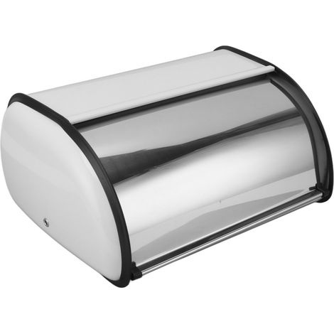 Boîte à pain en fer, boîte de rangement durable pour le pain, boîte à pain polie miroir, étui de rangement pour la maison, le magasin ou le bureau, blanche (1/5)