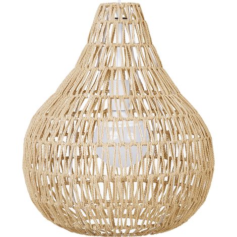 Lámpara colgante beige de hilos papel trenzado estilo boho Molopo