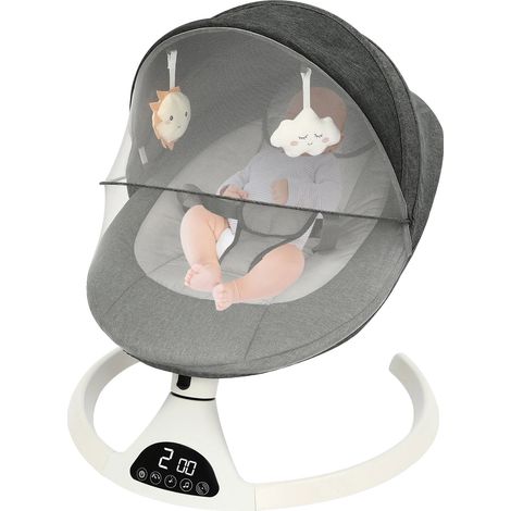 Balancelle pour bébé, Coussin confortable, Fonctionnalité de télécommande, GRIS (1/2)