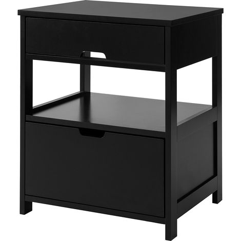 SoBuy FRG258-SCH Beistelltisch Nachttisch Nachtschrank mit 2 Schubladen und 2 Ablagen schwarz BHT ca.: 45x55x38cm