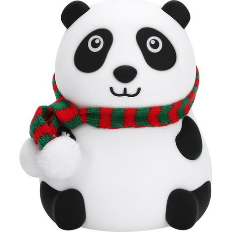 Veilleuse créative en silicone Panda, lumière d'ambiance LED sept couleurs - Style grands yeux avec foulard (1/5)