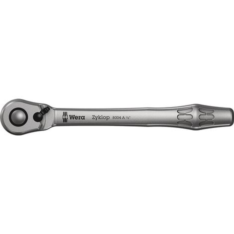 Wera 8004 A Zyklop Metal-Knarre mit Umschalthebel mit 1/4"-Antrieb, 1/4"x141 mm