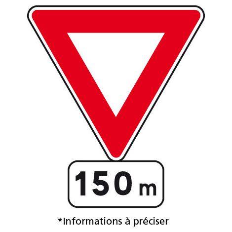 PANNEAU TRIANGLE ROUTIER ET PANONCEAU - SIGNAL AVANCÉ CEDEZ LE PASSAGE (AB3b) - Pour triangle de 500 x 500 mm