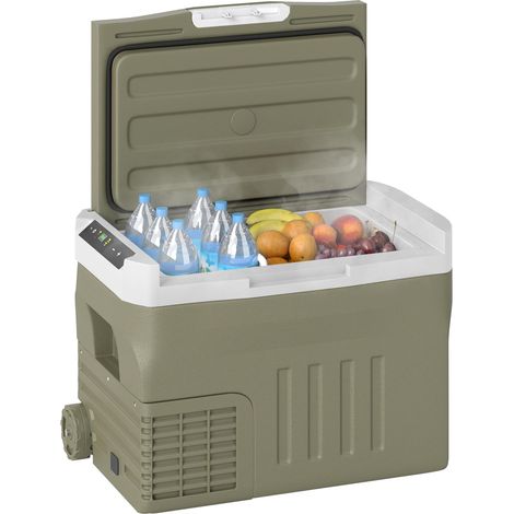 Réfrigérateur électrique portable pour voiture 30 L, 12 V/24 V, température de fonctionnement de -20 °C à +20 °C, écran tactile LED, dimensions 61 x 39 x 41,5 cm, vert (1/5)