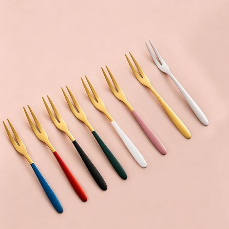 Ensemble de 6 fourchettes à fruits et desserts en acier inoxydable pour salades gâteaux pâtisseries et dégustation (1/5)