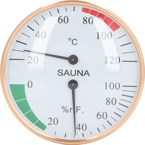 Higrómetro-termómetro profesional de alta precisión para montaje en pared, ideal para saunas y uso en interiores y exteriores. (1/5)