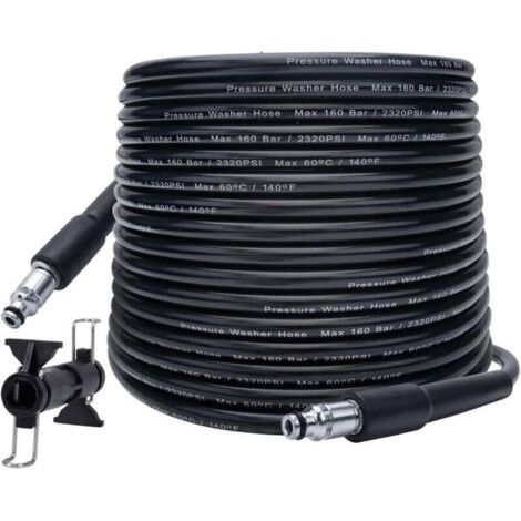 Tuyau de Nettoyeur Haute Pression 10 m x 140 bar, Compatible avec BOSCH, BLACK & DECKER, AR, MICHELIN, STANLEY, MAC ALLISTER