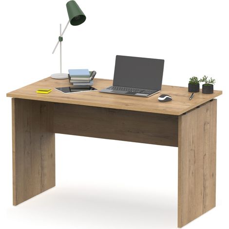 Table de bureau, meuble du bureau coloris chêne doré - Longueur 120 x Profondeur 68 x hauteur 76 cm -PEGANE- (1/5)