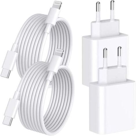 Chargeur Rapide iPhone 14 13 Pro Max, 4-Pack [Certifié MFi] Chargeur Mural USB C PD 20W avec câble de Charge Rapide USB C vers Lightning de 2 mètres Compatible avec iPhone 14 13 12 11 Pro Max XS XR X (1/4)