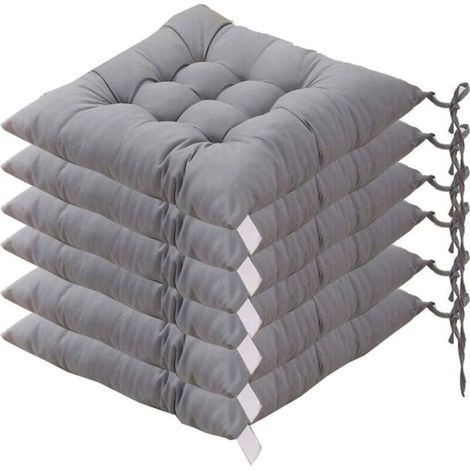 Ecleanfy - Coussins de chaises - AIMOONSA - Carré 40x40 - Capitonné 9/16 pts - Ensemble 6 pièces - Gris (1/5)