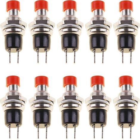 10pcs PBS-110 PBS-105B Mini micro bouton poussoir sans verrouillage interrupteur d'allumage/d'arrêt instantané rouge (normalement fermé) (1/5)