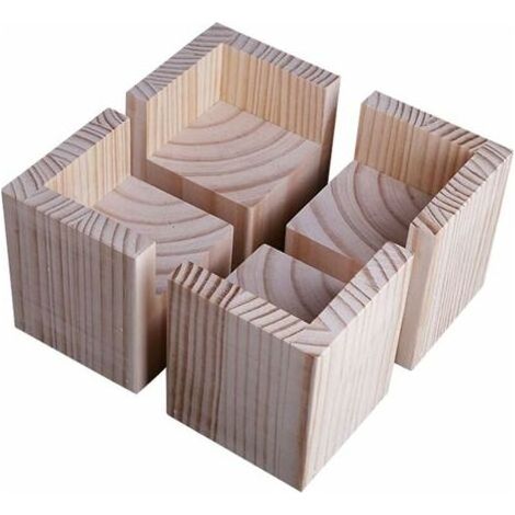 ALLIANDISLot de 4 élévateurs de Meubles Rehausseurs de Meubles en Bois, Lit de Bureau Riser Meubles Pieds de Levage Pieds jusqu'à pour Table de Bureau lit(Size:5x5x5cm) (1/5)