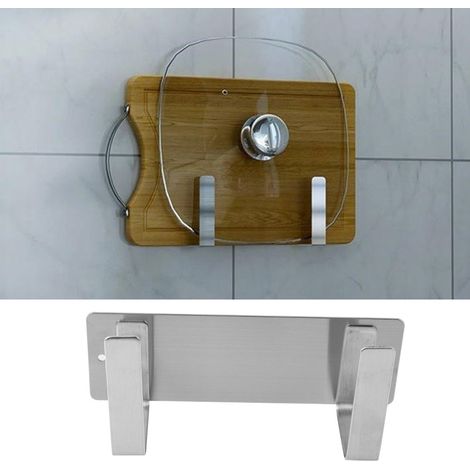 Support de rangement pour couvercle de casserole en acier inoxydable argenté (1/5)