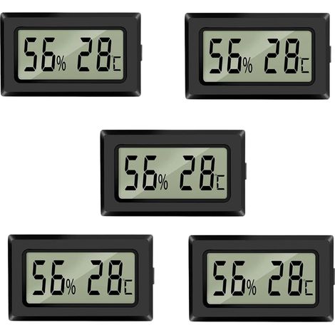 Termómetro-higrómetro 5x, pantalla LCD, temperatura y humedad, para interiores, blanco y negro. (1/5)