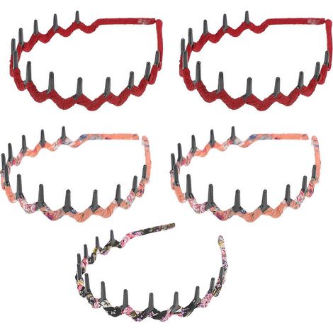 Lot de 5 serre-têtes peignes à dents, motif léopard ondulé, en plastique, avec dents de requin. Accessoire unisexe pour femmes et hommes (couleur et style aléatoires).-15X13CM (1/2)