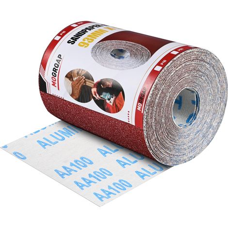 Rouleaux de Papier Abrasif 93MM x 5M, Grain 100 Papier de Verre Humide et Sec Rouleau Abrasif à l'Oxyde d'Aluminium pour Bois Métal Dérouillage Polissage (1/5)