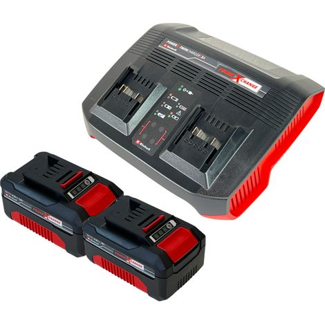 Einhell PXC Starter Kit 2x batería recargable Power X-Change 18 V 4,0 Ah ( 2x 4511396 ) + cargador doble Power X-Twincharger 3A ( 4512069 )