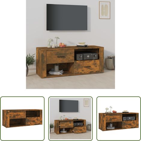 Medienregal Holz -  TV-Schrank Räuchereiche 100x35x40 cm Holzwerkstoff (1/5)