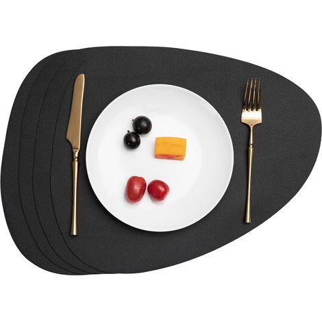 Lot de 4 Set de Table Lavable Rond - Sets de Table Cuir - Antidérapant Double Face Imperméables Set Table et Dessous de Verre - (1/5)