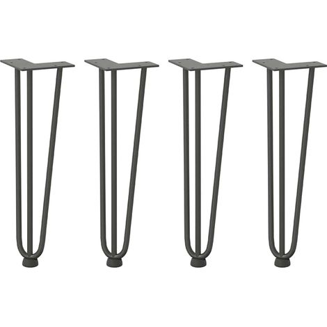 Juego de 4 patas de horquilla de diseño moderno para mesa de centro 42 x 12 x 12 cm en acero macizo antracita 020056741 (1/5)