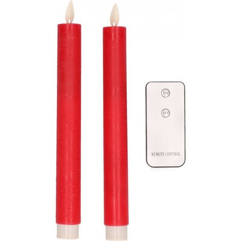 Bougies de table LED - Lot de 2 - Rouge - 24 cm - Décoration de Noël - Décoration intérieure (1/5)