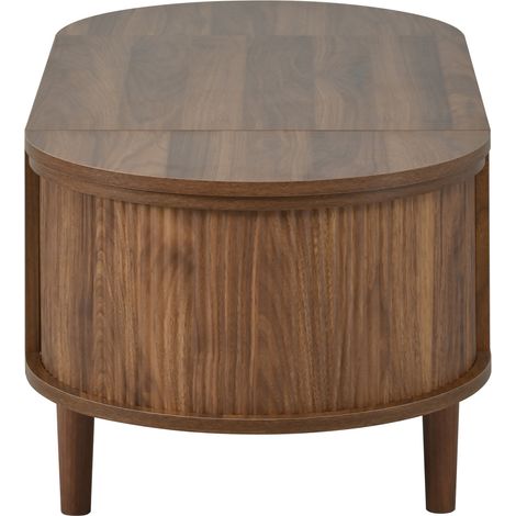 Table basse ovale relevable avec rangement en MDF finition noyer (1/5)