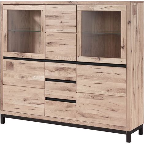 Highboard Wildeiche 166x40x148 bianco geölt VILLANDERS 207