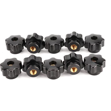 10 Stück Muttern mit Knaufgriff, 7-Stern, 8 mm Innengewinde, Messingkern für Werkzeugmaschinen (CM8x32 (Durchgangsloch)) (1/5)