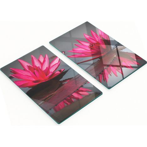 Tableros de vidrio duraderos y elegantes con estampado de nen煤fares rosas, 2x30x52 cm.