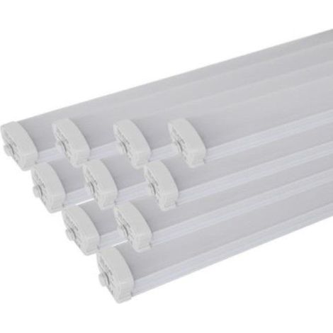 Silamp – Pack de 10 réglettes LED étanches 150cm 50W IP65 – 5000 lumens – Angle d'éclairage 180° – Pour environnements humides et poussiéreux (1/5)