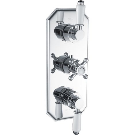 Signature Traditional Thermostatic 2 Outlet Concealed Shower Valve Triple Handle - Chrome (1/2)