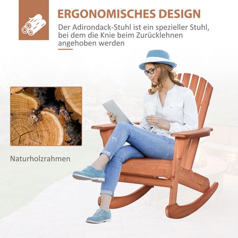 Fauteuil Adirondack en bois naturel, chaise à bascule de jardin, siège suspendu pour extérieur, meuble de terrasse 77x94x97 cm (1/4)