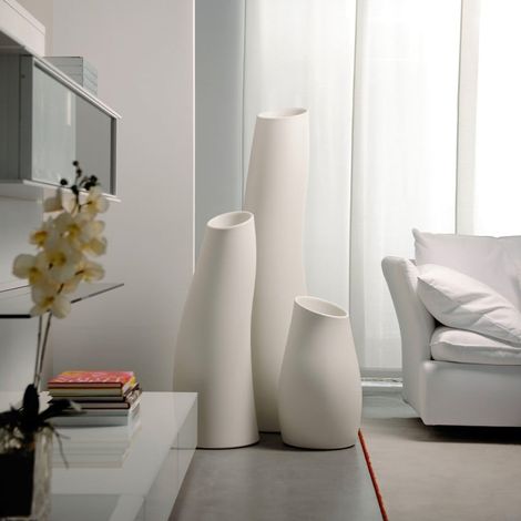 Macetero con diseño minimalista moderno h60cm Madame - Blanco