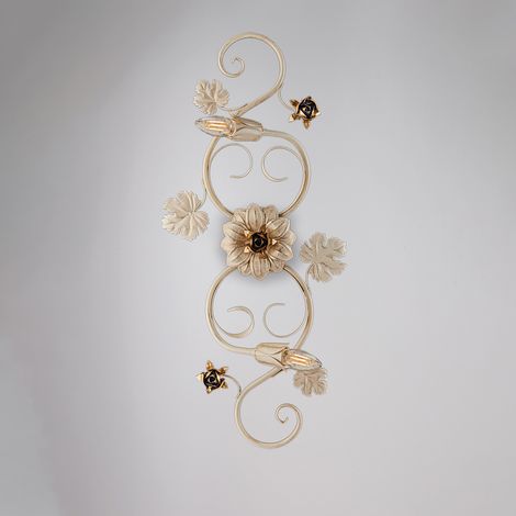 Deckenlampe aus Eisen-Elfenbein mit Roségold-Decape zwei Lichter 73x2x h17 cm