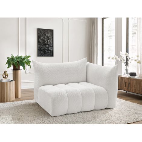 BOBOCHIC - Chauffeuse 2 places avec accoudoir pour canapé modulable AZRA tissu bouclette Angle droit  Blanc