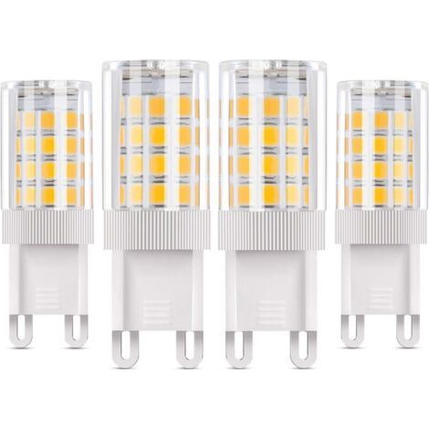 QORVA-Ampoule LED G9 5 W équivalent à 50 W halogène, lot de 4, blanc chaud 3000 K, angle de diffusion 360°, AC85-220 V, 360 lm, non dimmable