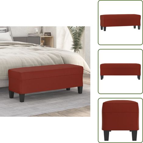 Banco de pie de cama - vidaXL Banco de cuero sintético rojo vino tinto 100x35x41 cm - Banco de pie