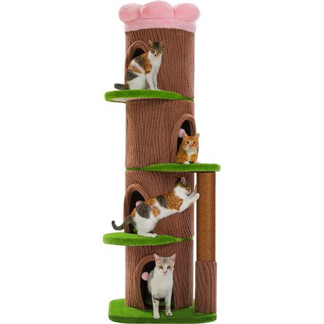 Arbre à chat, design multi-niveaux, condos confortables, AMT0349BN, XL-a (1/2)
