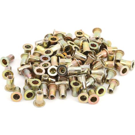 Kit de rivets filetés à tête plate, couleur écrou à rivets, accessoires de quincaillerie M4, 100 pièces (1/5)