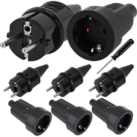 Lot de 4 paires Fiche Schuko,Prise IP44 250V,Câble 8-16mm,Usage Extérieur