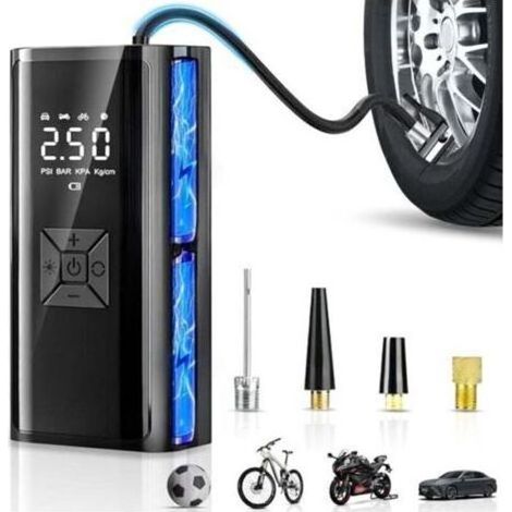 Inflador de neumáticos inalámbrico para coche, compresor de aire portátil inalámbrico con LED, apagado automático, batería recargable de 6000 mAh. (1/5)