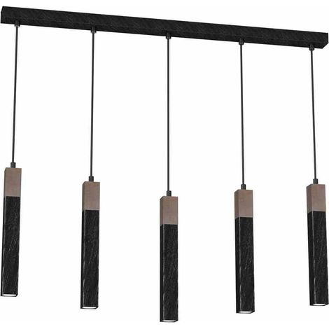 Suspension Milagro SOLO 5xGU10 90 cm noir patiné bois (1/5)
