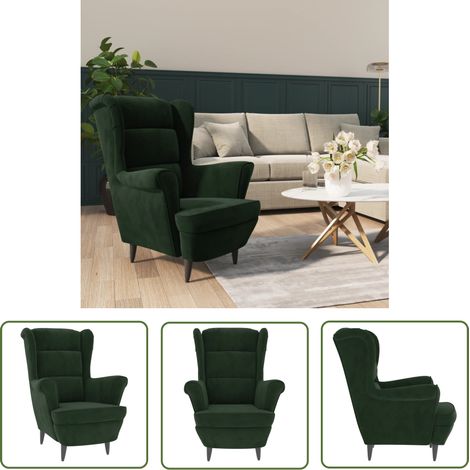 The Living Store Fauteuil vert foncé velours - Fauteuil Vert - Chaise Velours - Meuble Salon - Fauteuils Confortables - Mobilier Intérieur (1/5)