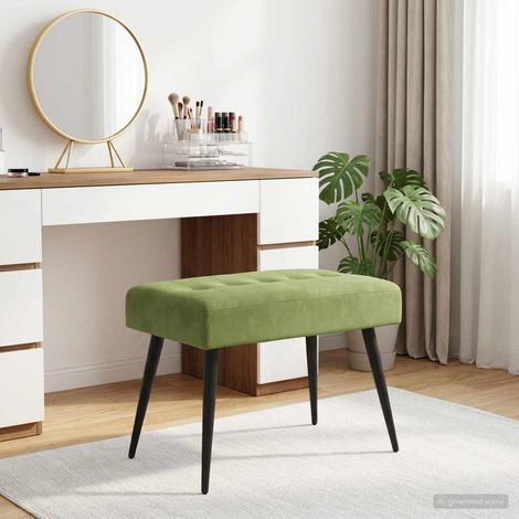 vidaXL Banc avec capitonnage bouton Vert clair 60 x 40 x 45 cm Velours (1/5)