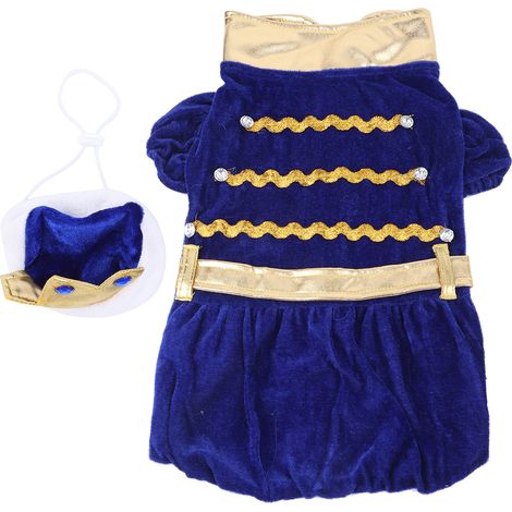 Costume De Noël Pour Chien - Robe En Satin Doré Avec Cristaux Et Chapeau - Tenue Festive Pour Fêtes Et Photos - Ensemble 1 Pièce (1/5)