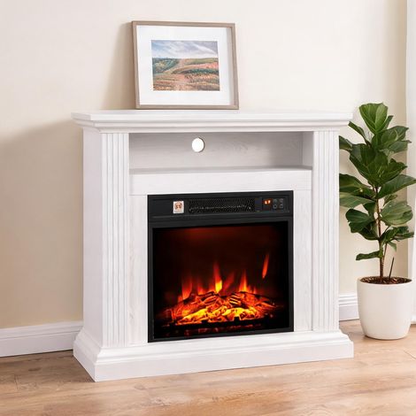 SunJet Cheminée électrique 81,5 cm, effet flamme 3D, 1800 W, blanc - Réf. 3R8X2DLP23I0