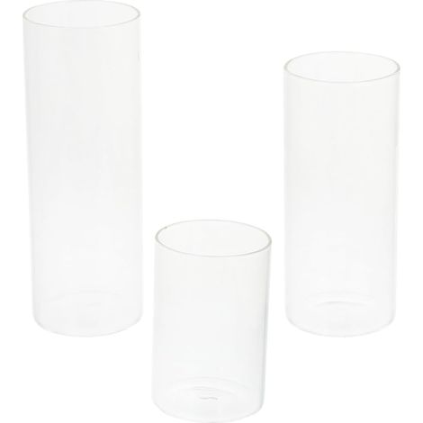 Bougeoirs Cylindriques Facile à Utiliser Lot de 3 en Verre Transparent Décoration Créative pour Bougies Piliers Maison (1/5)