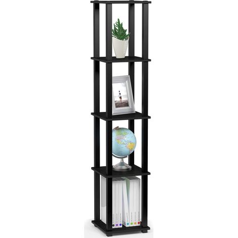 Étagère d'Angle 5 Niveaux avec Tube Carré, Americano/Noir, One Size (1/5)