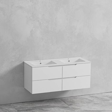 MEUBLE DOUBLE VASQUE BLANC 120CM