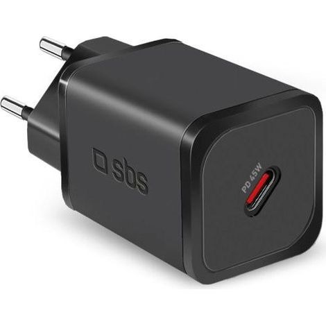 SBS TETRGAN1C45W Ladegerät für Mobilgeräte Kopfhörer, Laptop, Smartphone, Smartwatch, Tablette Schwarz AC Schnellladung Drinnen